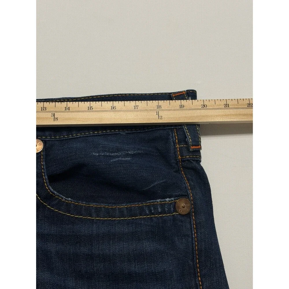 True Religion Ricky Jeans Mens 38x32 Blue Relaxed Straight Zip Fly Stretch Flap